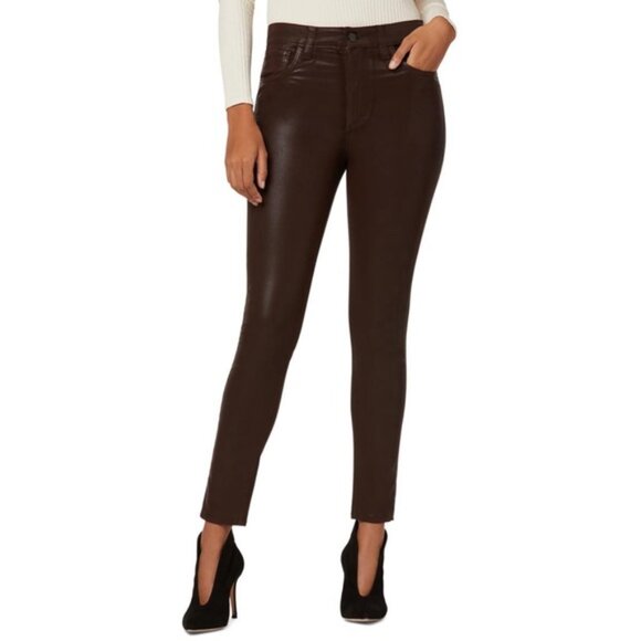 NWT JOE’S THE CHARLIE High Rise Coated Skinny Ankle Brown Pants Size 24 - Picture 1 of 16